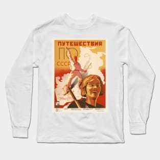 Travel to the USSR Vintage Poster 1935 Long Sleeve T-Shirt